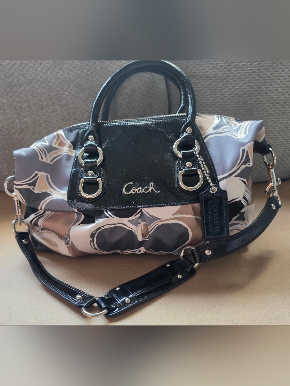 Coach Ashley Satin Scarf Print Satchel F17650